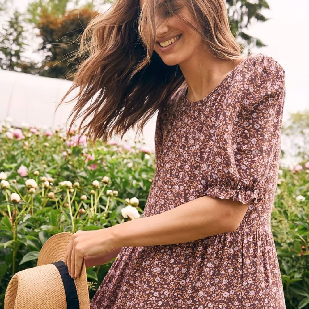 aerie Brown Floral Babydoll Dress